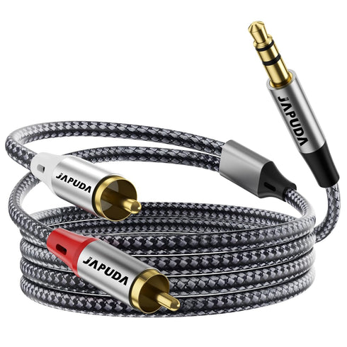 3.5mm to RCA Audio Cable, HiFi Sound Headphone Jack Adapter Metal Shell RCA Y Splitter RCA Auxiliary Cord 1/8 to RCA Connector for Phone Speaker M...