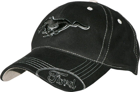 Ford Mustang Black Hat / Cap with Silver Stitching and Adustable Closure...