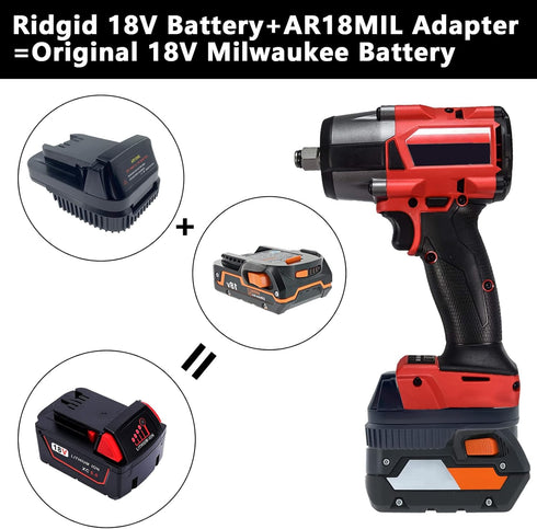Adapter Convert for Ridgid to Milwaukee, AR18ML Battery Converter for Ridgid AEG 18V Hyper li-ion to Work with for Milwaukee M18 18V Lithium Power...