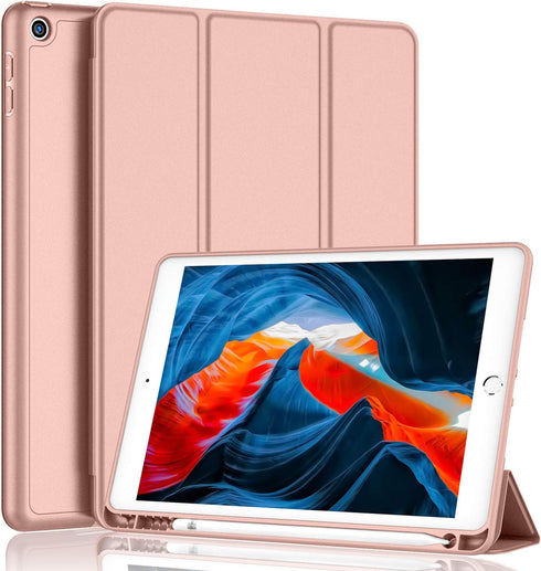 iPad 9th Generation Case 2021/iPad 8th Generation Case 2020 10.2 Inch with Pencil Holder, iPad 7th Gen 2019 Case with Soft Baby Skin Silicone Back...