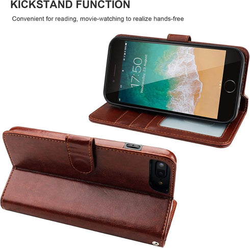 Bocasal for iPhone 7/8 Plus Wallet Case with Card Holder PU Leather Kickstand Shockproof Protective Wrist Strap Flip Cover for iPhone 7/8 Plus 5.5...