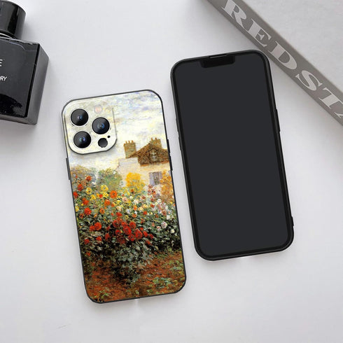 for iPhone 12 Pro Max Case for Women, The Artist's Garden in Argenteuil by Monet Abstract Art Phone Case, Nature Landscape Cute Phone Cover...
