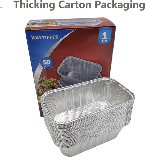 50 Pack 1Lb mini Loaf Pans Heavy Duty Disposable Aluminum Foil Bread Tins Standard Size - 6" X 3.5" X 2.5" Oven Safe Sturdy Small Bread Tin Pans-1...