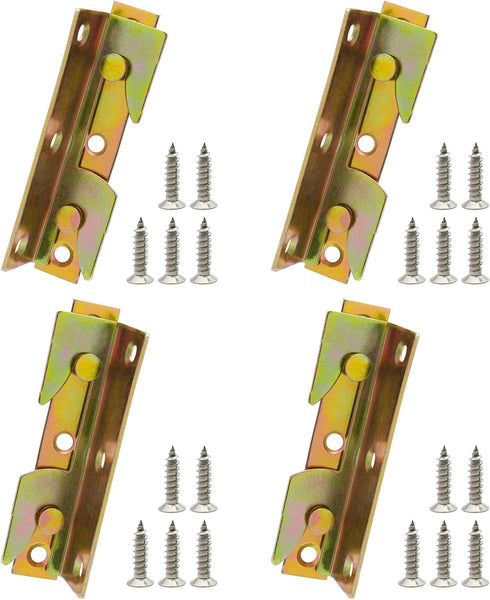 4 Sets No Mortise Bed Rail Fittings Wooden Bed Frame Connectors Metal Bed Rail Fasteners...