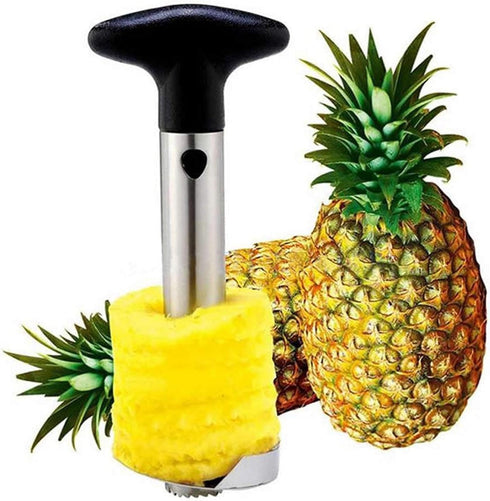 Apple Corer + Pineapple Tool + Herb Kale Stripper- Lever Tool by BRIGHT KITCHEN Stainless Steel Pear Fruit Seed Remover Cherry Red Grip with Serra...