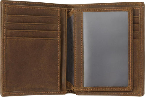 Ringsun Full Grain Leather RFID Blocking Bifold Wallet for Men with ID Window Slim Wallet with 11 Card Slots...