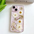 for iPhone 13 / iPhone 14/ iPhone 15 Clear Case with Pressed Real Flowers Design,Glitter Cute White Floral Pattern Soft TPU Protective Women Girl'...