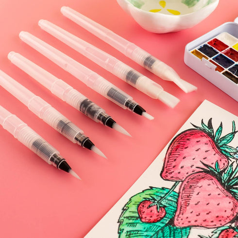 8 Pcs Alcohol Ink Blending Tool Set Including 6 Pcs Water Color Brush Pen 2Pcs Ink Air Blower for DIY Paint Tools Water Color Brush Pen Card Makin...