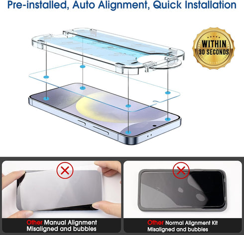 amFilm 2+2 Pack Auto-Alignment OneTouch for Samsung Galaxy S24 Plus/ S24+ 6.7" Screen Protector Tempered Glass + Camera Lens Protector, 30 Seconds...
