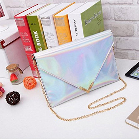 Shoulder Bag Fashion Women Holographic Envelope Clutch Handbag Chain Crossbody Bag Tote Purse...