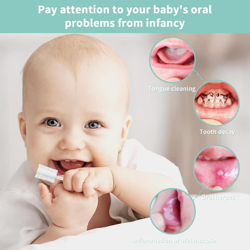 Infant Tongue Cleaner Skim Gauze 105PCS + 2 Finger Cot Baby Toothbrush with Box, Baby Oral Cleaner Newborn Disposable Tongue Cleaner, Care 0-36 Mo...