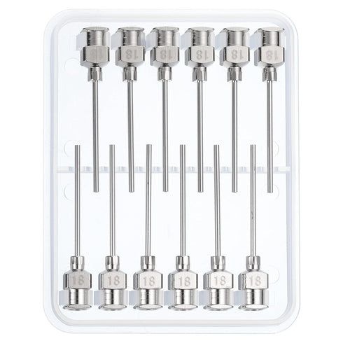 PATIKIL 18Ga x 1 Inch Stainless Steel Dispensing Needle Tips, 12Pcs Metal Glue Needle Tube Blunt Tips Luer Lock for Thick Glue Ink Lab, Silver...