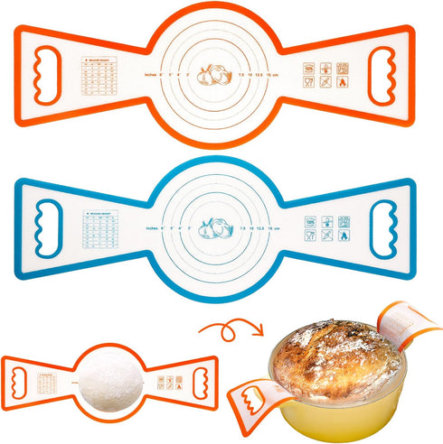 Silicone Bread Sling for Dutch Oven, 2Pcs Bread Baking Mat, 0.7mm Sourdough Bread Baking Supplies, Upgraded Bread Sling with Long Exclusive Handle...