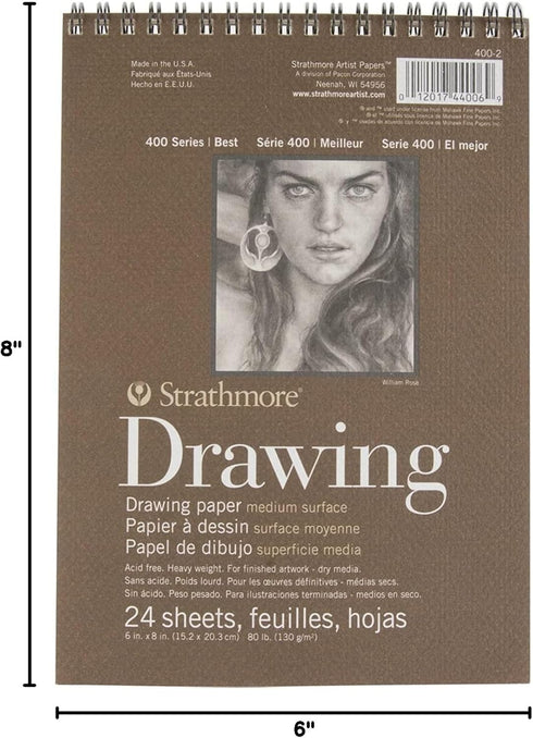 Strathmore Medium Drawing Spiral Paper Pad 6"X8"-24 Sheets -62400200...