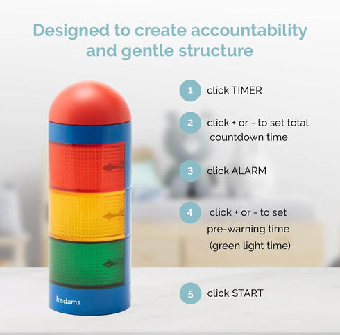 KADAMS Visual Timer for Kids with Audio Pre-Alarm - Traffic Light Alarm for Kids Toddler Teachers Classroom Home Time Management Tool 24hr Countdo...
