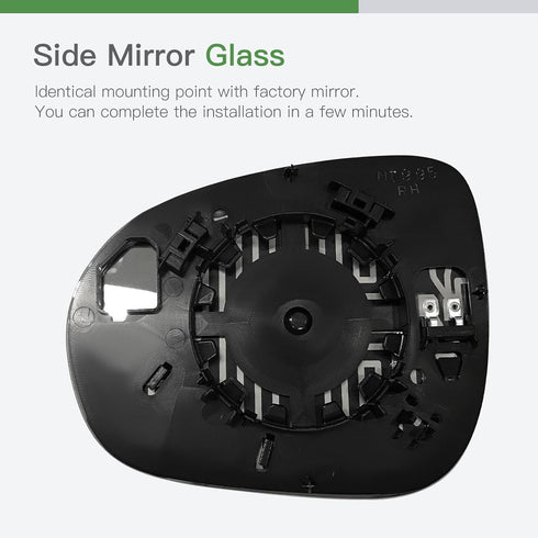SCITOO Passenger Side Mirror Glass Compatible with 2016-2019 For FIAT 500X (5F) W/HEATED Chrome Convex Right Exterior Mirror Glass With Backing Pl...