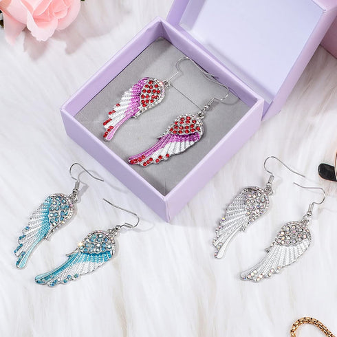3 Pairs Women's Crystal Angel Dangle Earrings Guardian Dangling Angel Earrings Austrian Crystal Rhinestone Angel Hook Earrings...