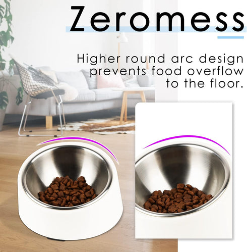 Super Design Mess Free 15° Slanted Bowl for Dogs and Cats, Tilted Angle Bulldog Bowl Dog Feeder, Non-Skid & Non-Spill, Easier to Reach Food S/0.5 ...