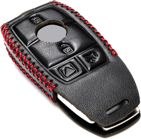 Vitodeco Genuine Leather Smart Key Fob Case with Leather Key Strap Compatible with Mercedes-Benz A, C, E, S, CLA, CLS, GLA, GLB, GLC, GLE, GLS, G ...