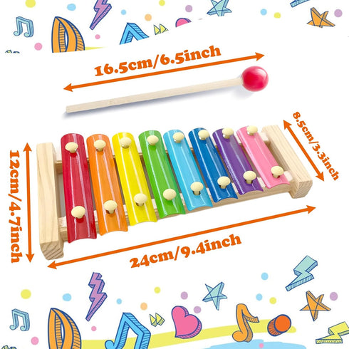 Wooden Xylophone for Kids,Toddler Xylophone Toy with 2 Child Safe Mallets,8 Diatonic Keys Musical Instruments for Preschoolers Educational Toys,Gi...