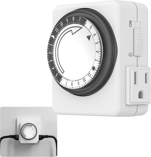 HBN Indoor Timers for Lamps,24 Hour Plug-in Mechanical Indoor Timer for Electrical Outlets,Dual Outlets,15 Minute Intervals,Light Timer for Indoor...