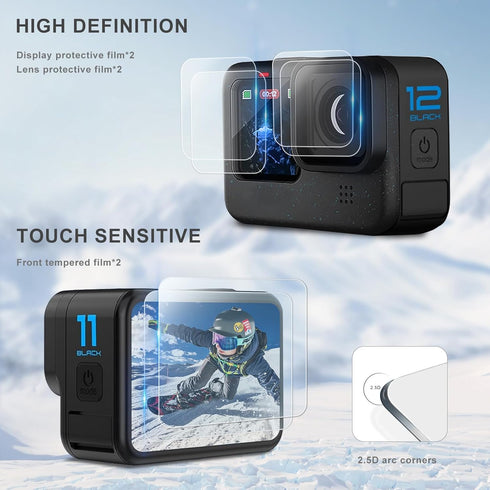 FitStill Black Silicone Sleeve Case for Go Pro Hero 12/Hero 11/Hero 10/Hero 9 Black,Battery Side Cover&Screen Protectors& Lens Caps&Lanyard for Go...