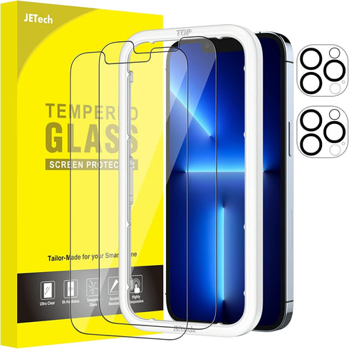 JETech Screen Protector for iPhone 13 Pro 6.1-Inch with Camera Lens Protector, Easy-Installation Tool, Tempered Glass Film, 2-Pack Each......