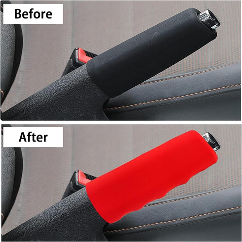 1 Pack Handbrake Protective Cover,4.8" x 1.65" x 1.41" Silicone Wavy Handle Cover for Car, Automotive Interior Accessory, Fits Most Cars (Red)...