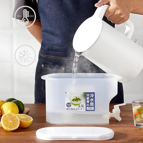 Cold Kettle with Faucet in Refrigerator, Drink Dispenser for Fridge, Plastic Water Jugs Fruit Teapot Lemonade Bucket Drink Container for Fridge, a...