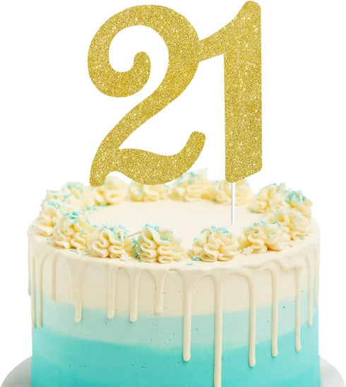 Numbrer 21 Cake Topper for Happy 21th Birthday or Anniversary Party Decoration Supplies...
