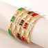 4PCS Colorful Gold Bracelets for Women, 5mm Square Cubic Zirconia Tennis Bracelet, 14K Gold Plated CZ Tennis Bracelets Pack for Women Adjustable J...