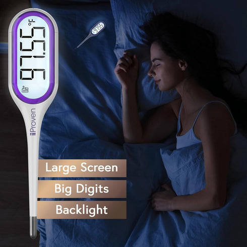 iProven Basal Body Thermometer with Backlight & Big Digits, 1/100 Degree High Precision, BBT for Ovulation Tracking, 30 Memory Recall, Accurate Fe...