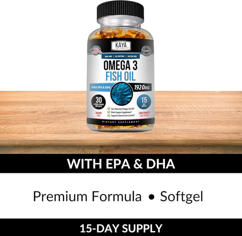 Kaya Naturals Omega 3 Supplement | Nature Made Omega 3 Fish Oil - 100% Pure Sea-Harvested Pelagic Fish Oil with No Fishy Aftertaste - Omega 3 Vita...