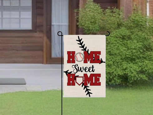 12x18 Inch Double Sided Summer and Spring Garden Flag - Baseball Home Sweet Home House Flag - Seasonal Large Outdoor Yard Flags of Burlap - Bat Ba...