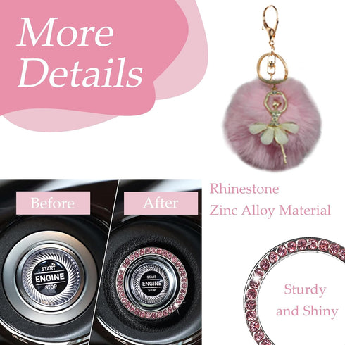 1 Set 8 Pieces Fluffy Car Accessories Set for Women,Fuzzy Steering Wheel Cover Cute Car Accessories with Gear Shift Cover,Handbrake Cover 15 Inche...