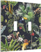 Floral Tropical Jungle Animals Double Toggle Light Switch Cover Decorative Palm Trees 2 Gang Wall Plate Electrical Faceplate for Bathroom Home Liv...