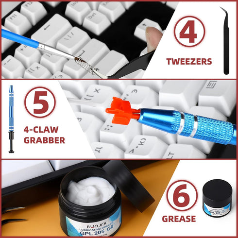 YIMAGUJRX RUNJRX Keyboard Switch Lube Kit GPL 205G0 0.53oz/15g, Switch Opener for Cherry MX Gateron TTC Holy Pandas Switch,Switch Lube Tools for G...
