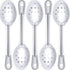 Super Strong, Ergonomic 11 in Serving Spoon 5 Pk. Big, Perforated Stainless Steel Spoons for Cooking, Baking and Basting. Best Kitchen Flatware fo...