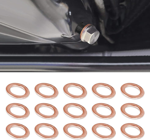15PCS Oil Drain Plug Gasket, Automotive Replacement Drain Plug Gaskets, 14mm Oil Crush Washer Seals Compatible with Mercedes Benz, Replace OEM# 00...