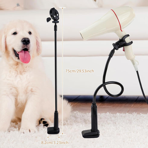 DYNWAVE Dog Hair Dryer Stand, Pet Grooming Table Hair Dryer Holder Hose Tube Holder Hands- Groomers Adjustable Third Arm with Clamp, 360 Degrees R...