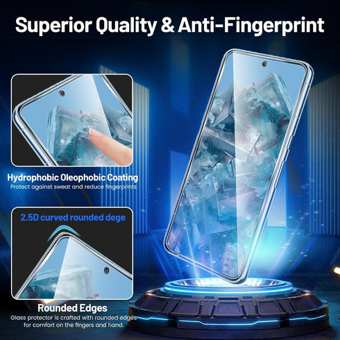TQLGY 3 Pack Screen Protector for Google Pixel 8 Pro with 3 Pack Camera Lens Protector, 9H Tempered Glass Film, Fingerprint Unlock Compatible, Ult...