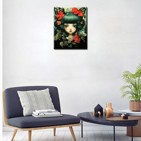 Exquisite Dolls and Butterflies DIY Paint by Numbers for Adults Beginners Unique Style Flower Painting by Number on Canvas with Brushes and Acryli...