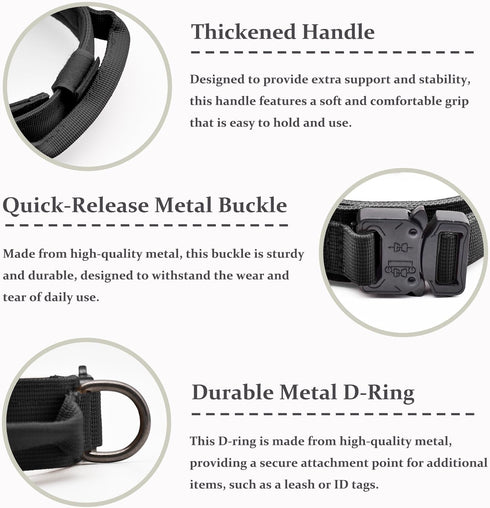 Tactical Dog Collar, Adjustable Military Training Nylon Dog Collar with Control Handle and Heavy Quick-Release Metal Buckle for Small Medium Large...