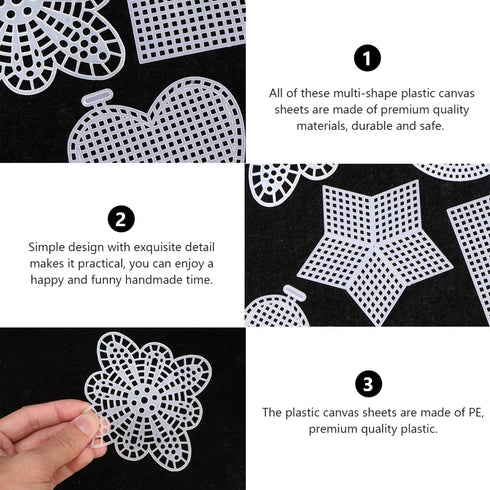 Tofficu 50 Pieces Mesh Plastic Canvas Sheets, Plastic Mesh Sheet Plastic Grid Sheet 5 Styles, Plastic Canvas Shapes for Embroidery, Knitting and C...