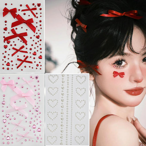Glitter Rhinestones Pearl Butterfly Stickers for Eye Face Makeup Decoration Heart Star Gems Shiny Fairy Bow Butterflies Self Adhesive Body Hair Je...
