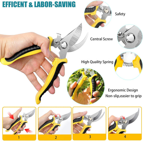 3 Pack Garden Pruning Shears, Gardening Shears Garden Scissors Stainless Steel Garden Shears, Pruning Gardening Scissors, Garden Clippers, Pruning...