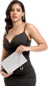 Boutique De FGG Silver Crystal Clutch Purse Envelope Evening Clutch Handbags Women's Wedding Party Messenger Bags...