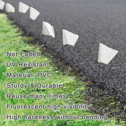 Zozen Marking Flags, White Yard Flgas, 50Pack | 15x4x5 Inch, Marker Flags, Lawn Flags Markers, Irrigation Flags, Landscape Flags, Sprinkler Flags,...