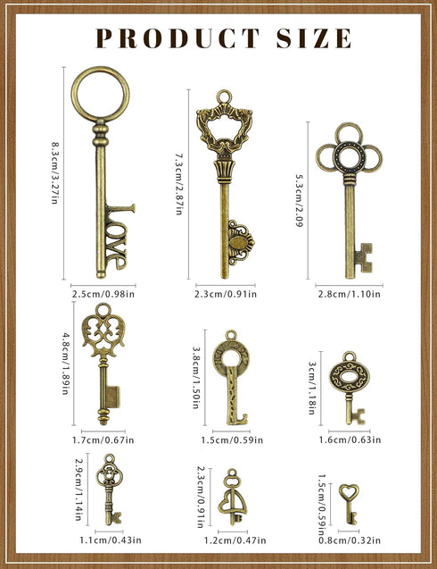 JIALEEY Vintage Skeleton Keys, Wholesale Bulk Lots Mixed Set of 100 Antique Bronze Brass Skeleton Castle Dungeon Pirate Keys, 10.5oz/300g...