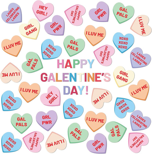 83 Pcs Galentines Day Conversation Heart Cutouts Bulletin Board Candy Hearts Cutouts Border Galentines Classroom Decorations for Galentine's Party...